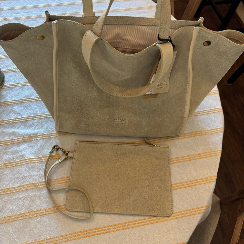 Margot Beige Tote Bag with Pouch